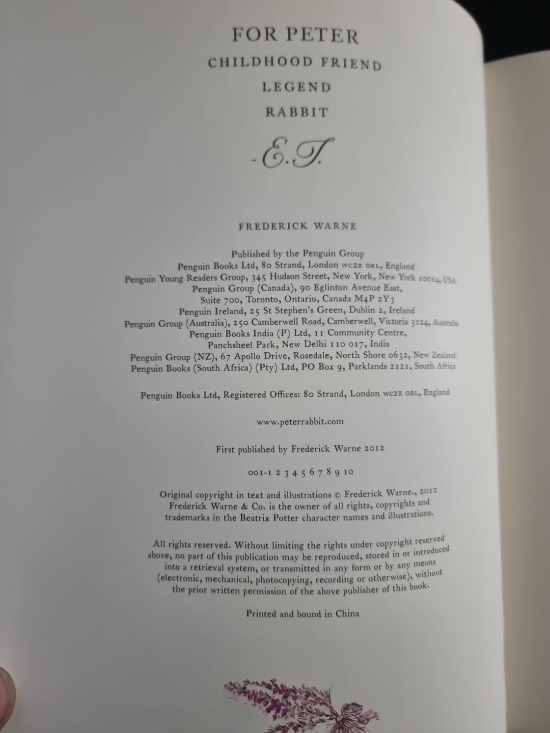 The Further Tale of Peter Rabbit by Emma Thompson 1st Print, 1st Edition Signed 