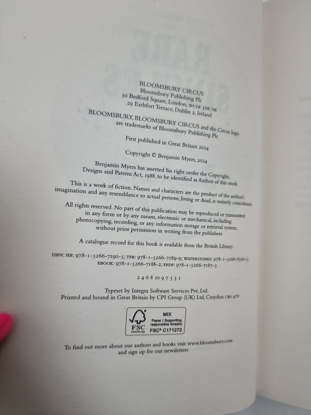 Rare Singles by Benjamin Myers 1st Edition Signed 