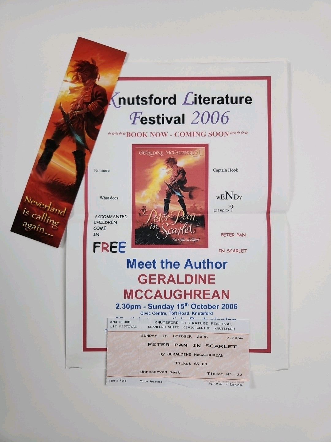 Peter Pan in Scarlet by Geraldine McCaughrean Hardcover, 2006 Signed With Ticket