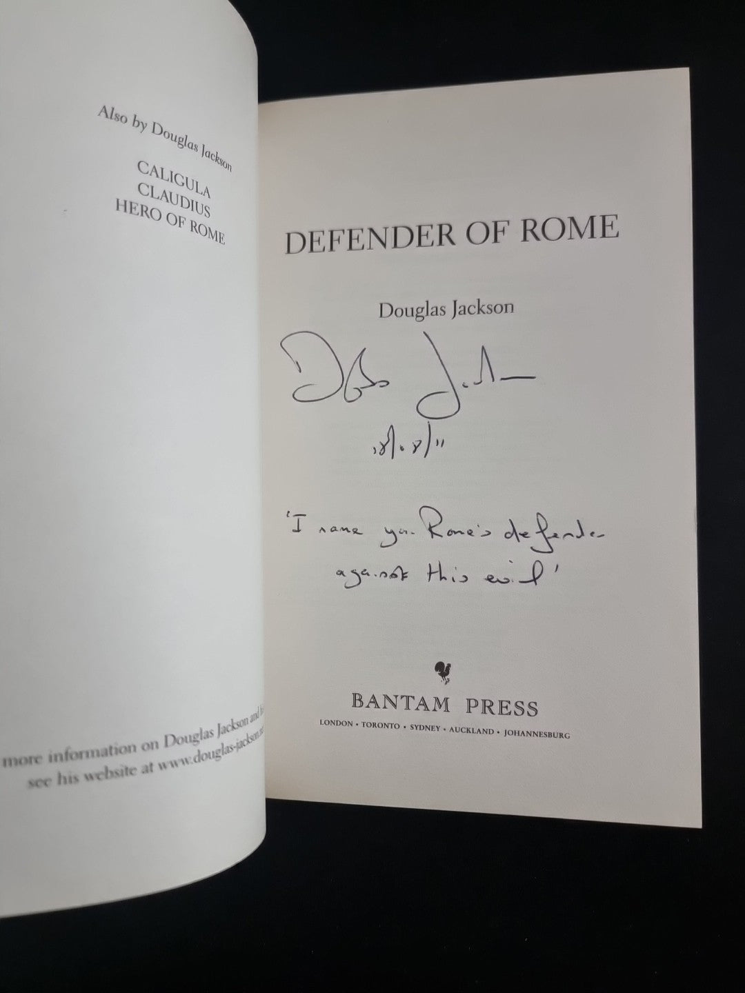Defender of Rome by Douglas Jackson 1st EDITION SIGNED AND QUOTE FROM AUTHOR 